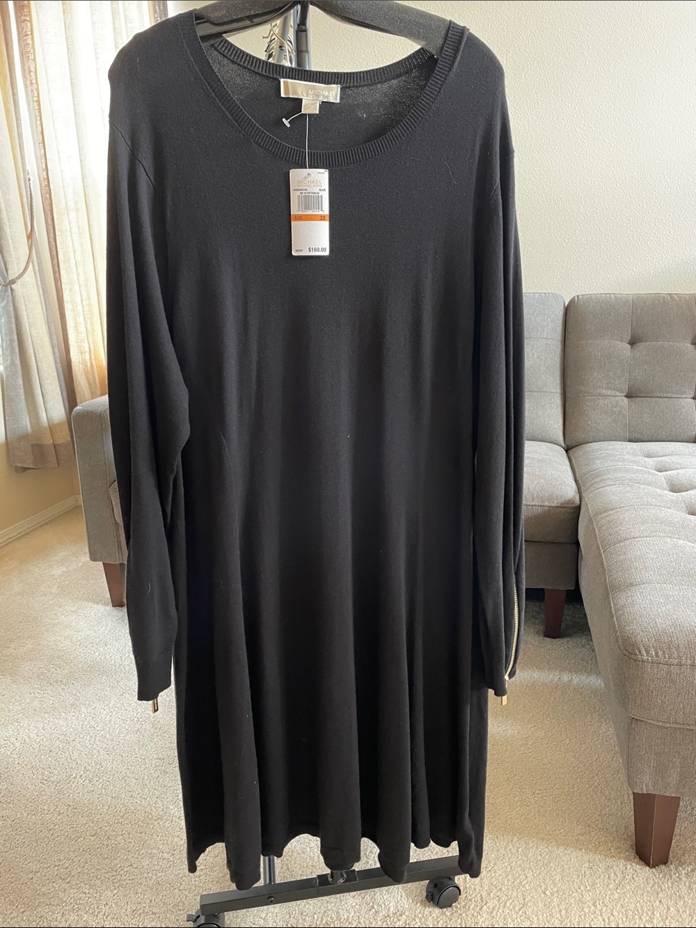 NWT Michael by Michael Kors black cotton blend knit dress 3X